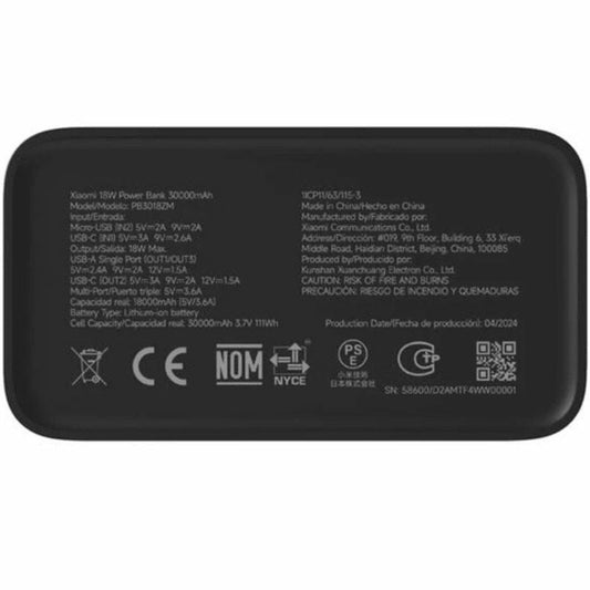 Laptop Charger Xiaomi PB3018ZM Black 30000 mAh-1